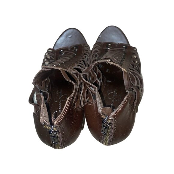 Jessica Simpson Birdy Platform Lace Up Brown Leather High Heels Size 8 - Picture 7 of 11
